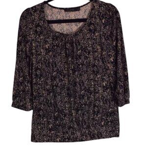 The Limited Women's Black & Gold Leaf Print Business Casual Blouse - Size S